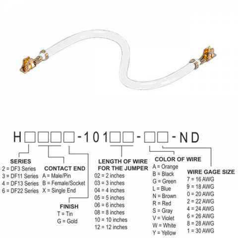 H4BBT-10108-W6 跳线，预压接引线