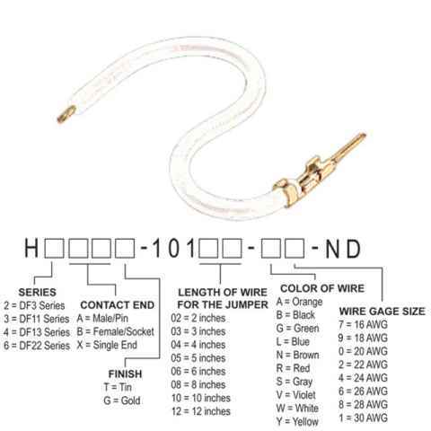H2AXT-10102-W4 跳线，预压接引线