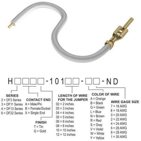 H2AXT-10110-W4 跳线，预压接引线