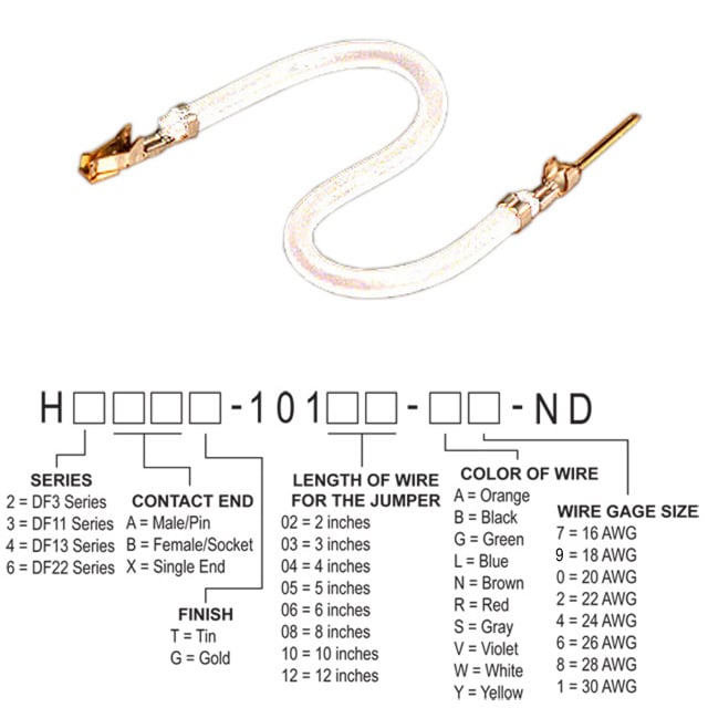 H3ABG-10105-W6 跳线，预压接引线