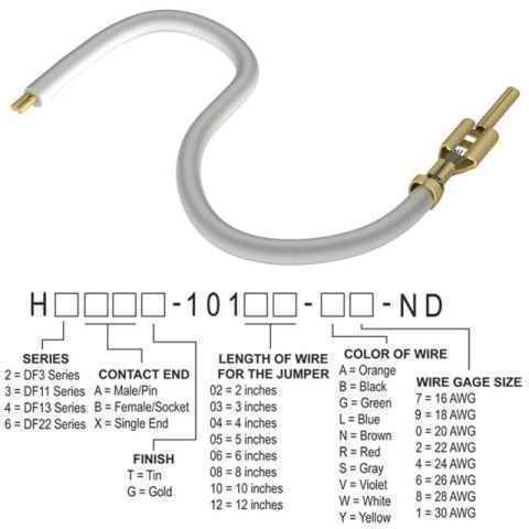 H3AXT-10105-W6 跳线，预压接引线