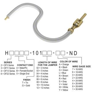 H2AXG-10102-W4 跳线，预压接引线