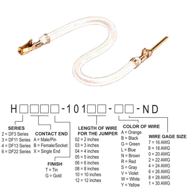 H3ABG-10110-W8 跳线，预压接引线