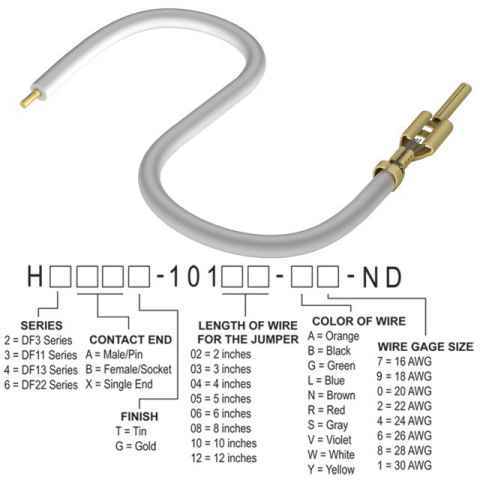 H2AXG-10106-W8 跳线，预压接引线