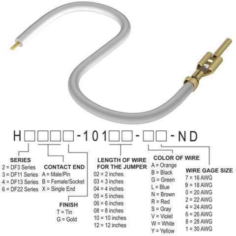 H3AXT-10108-W8 跳线，预压接引线