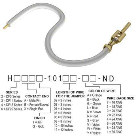 H2AXG-10102-W6 跳线，预压接引线