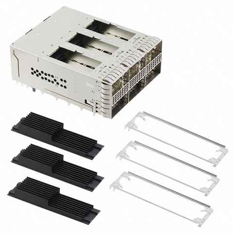 2299924-3 含笼插座、成组 (2x3) 含散热片射频同轴连接器