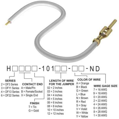 H3AXT-10103-W8 跳线，预压接引线
